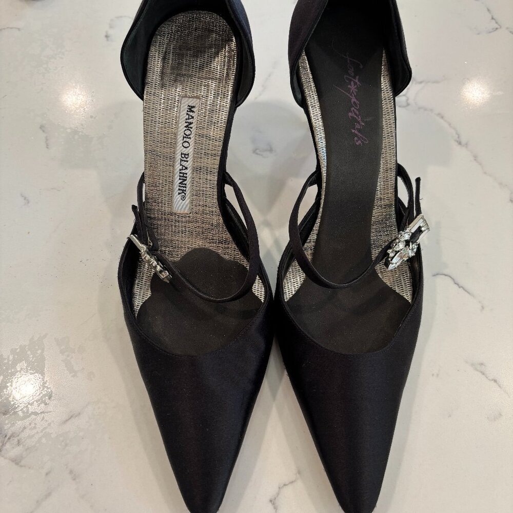 Manolo Blahnik Satin Crystal Embellishments D'Orsay Pumps size 38